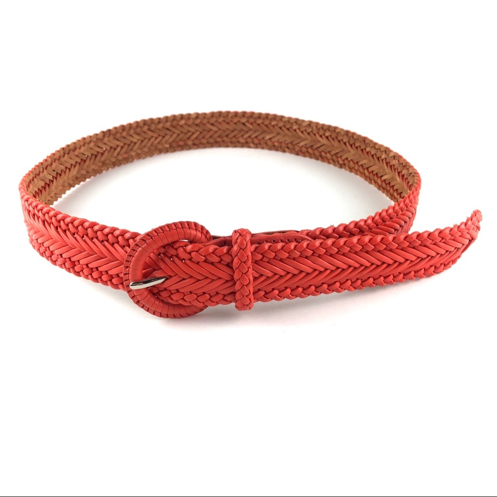 Talbots Coral Braided Leather Belt